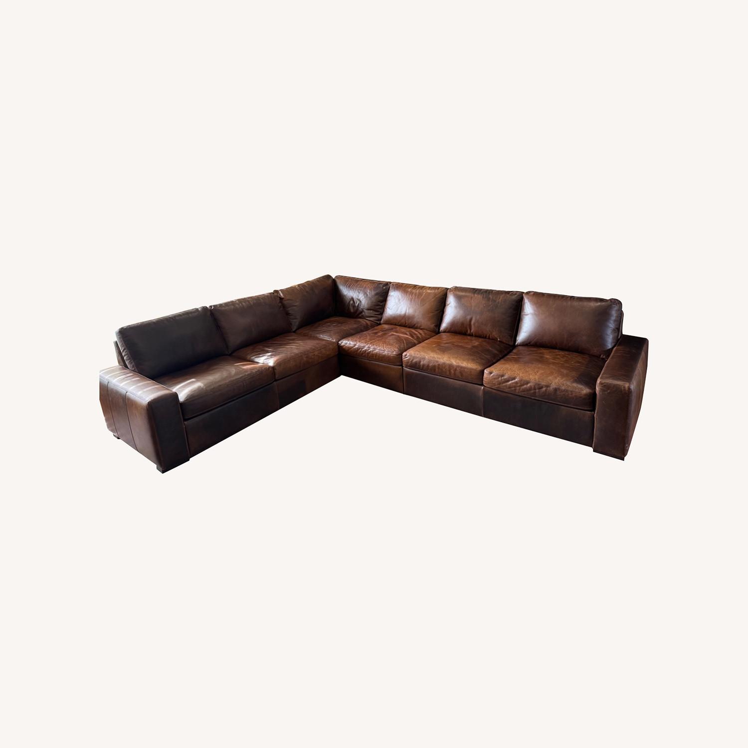 Italian Leather Sectional Sofa - image-0