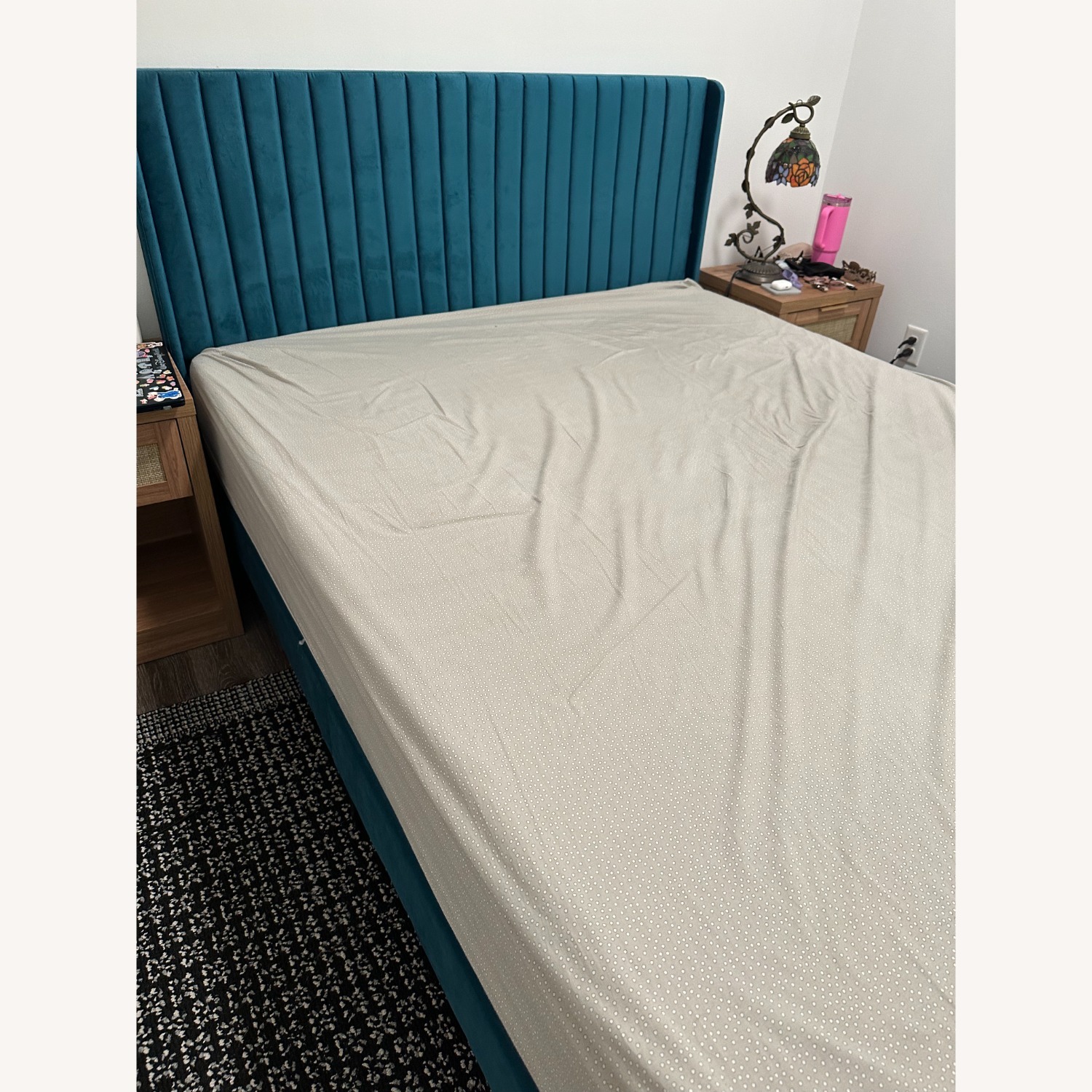 Willa Arlo Blue Velvet Platform Bed - image-2