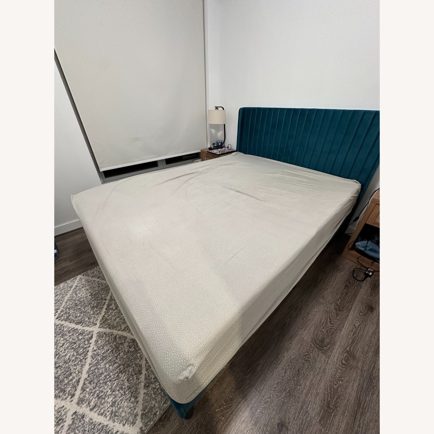 Willa Arlo Blue Velvet Platform Bed - image-5