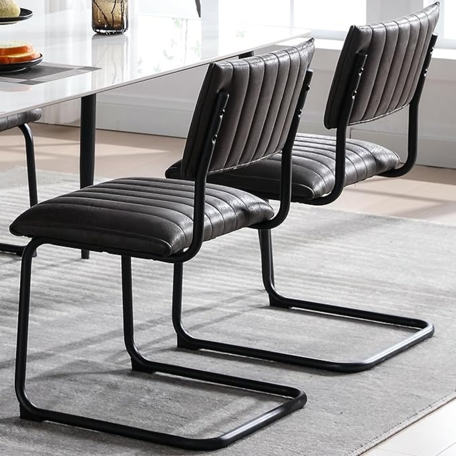 Black/Gray Mid Century Dining Chairs (Two) - image-6