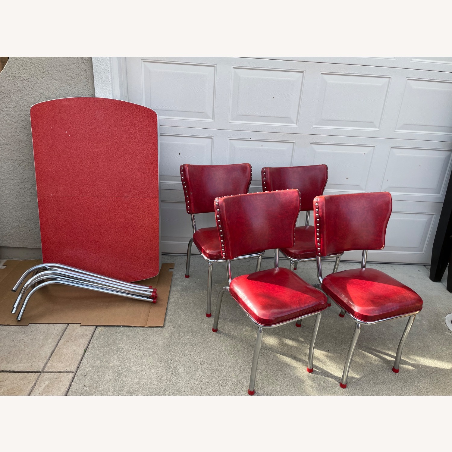 Vintage Formica Chrome Dinette Set W Drop Leaf - image-3