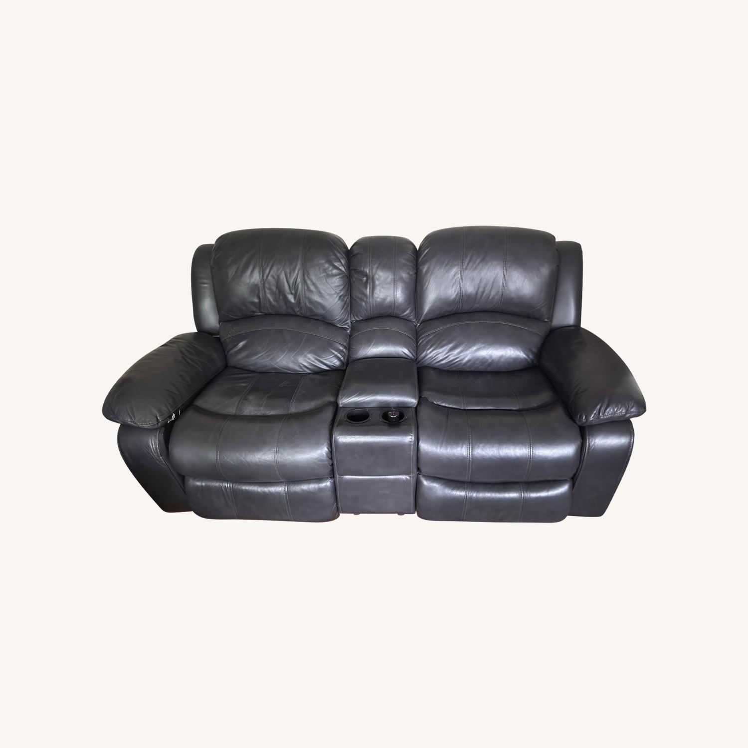 Dark Gray Power Reclining Loveseat - image-0
