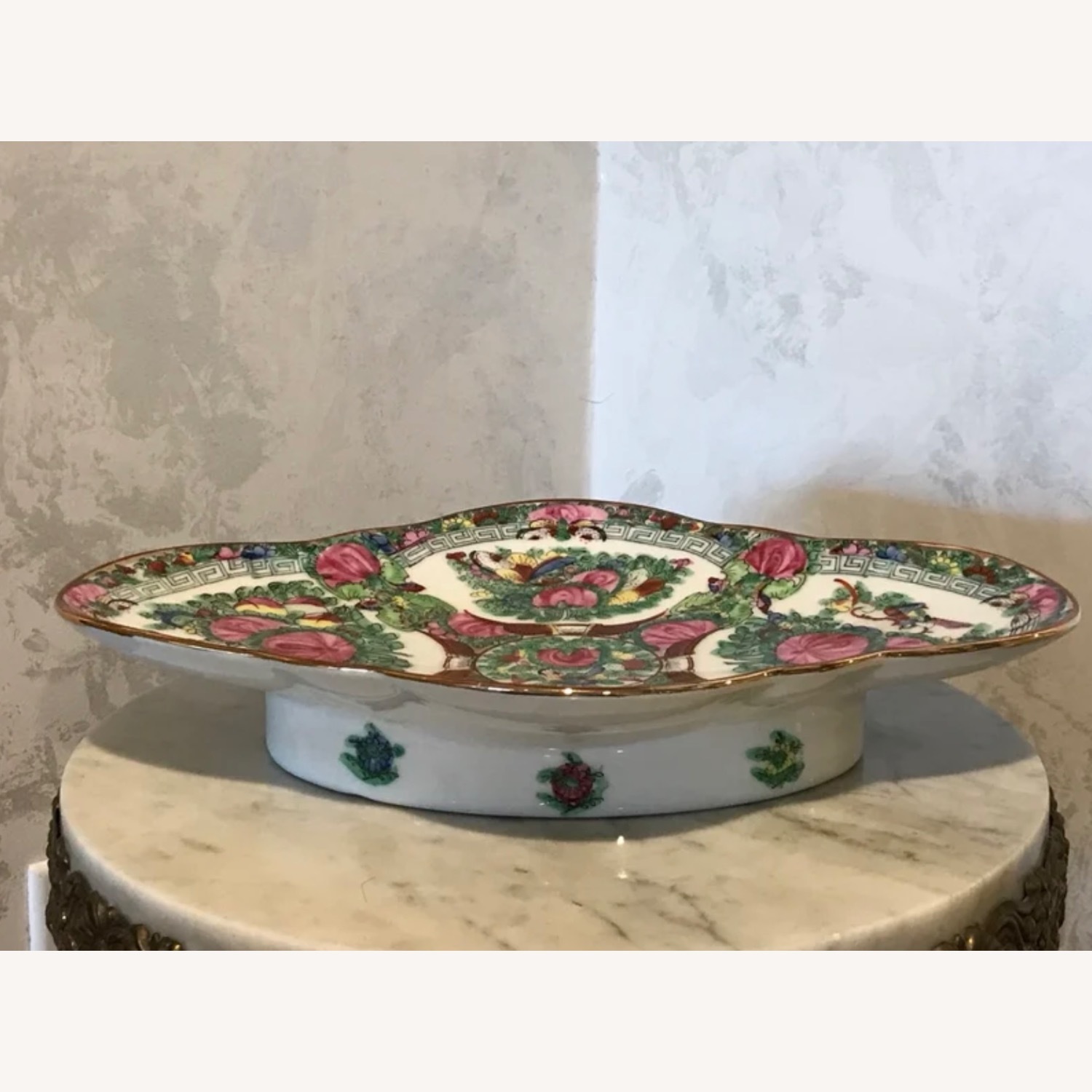 Vintage Rose Medallion Footed Dish / Vase - image-1