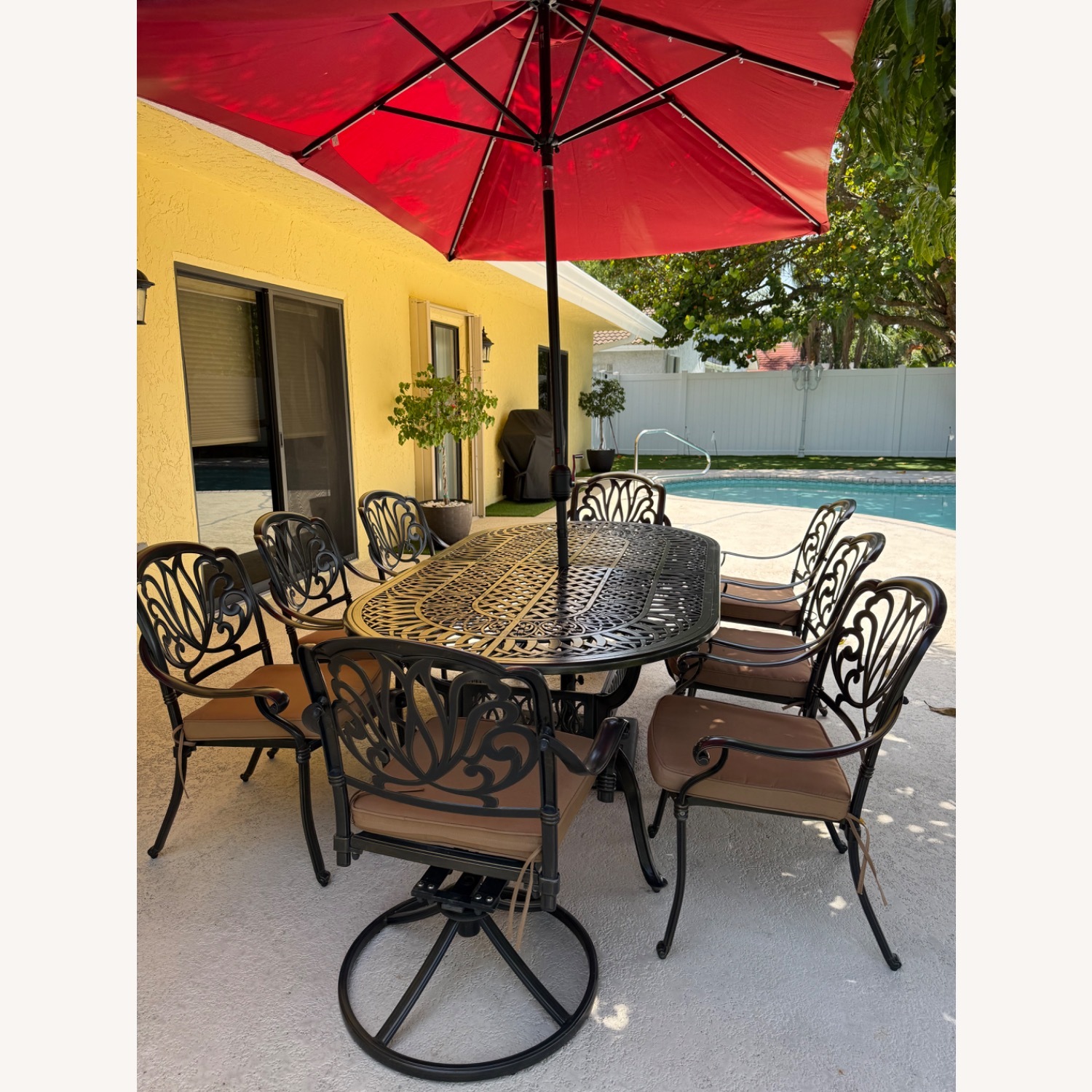 Risingsun 8 - Person Oval Outdoor Dining Set with Cushions - image-3