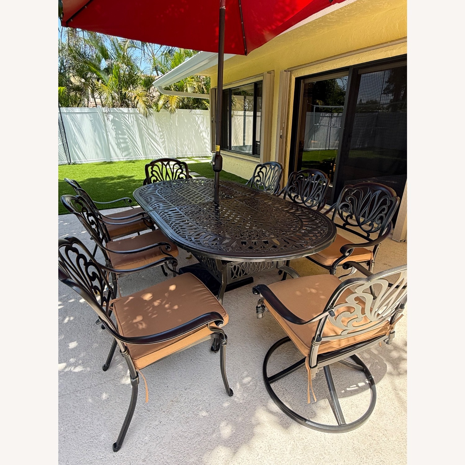 Risingsun 8 - Person Oval Outdoor Dining Set with Cushions - image-1