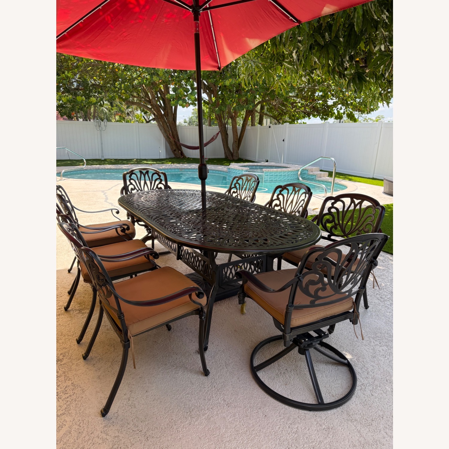 Risingsun 8 - Person Oval Outdoor Dining Set with Cushions - image-4