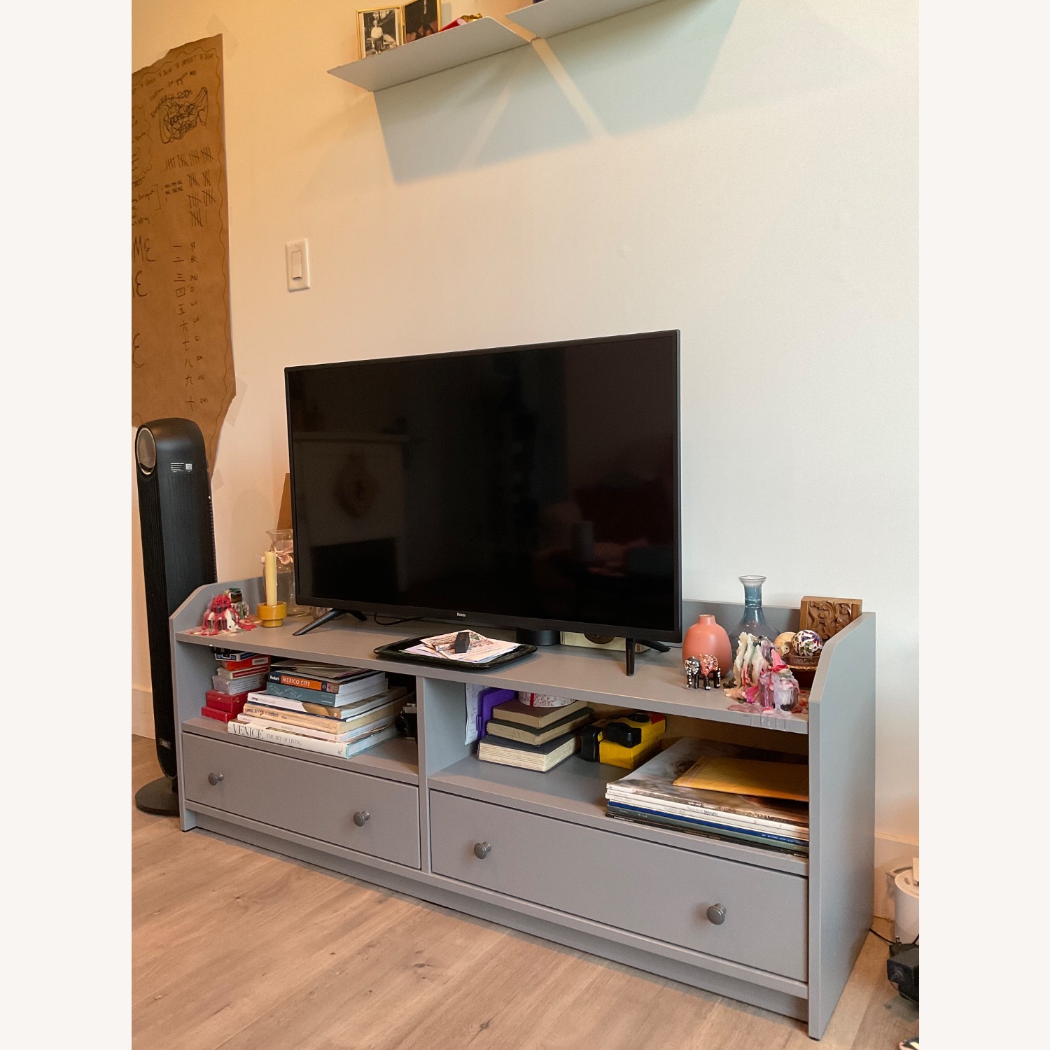 IKEA HAUGA Light Grey Media Storage - image-1