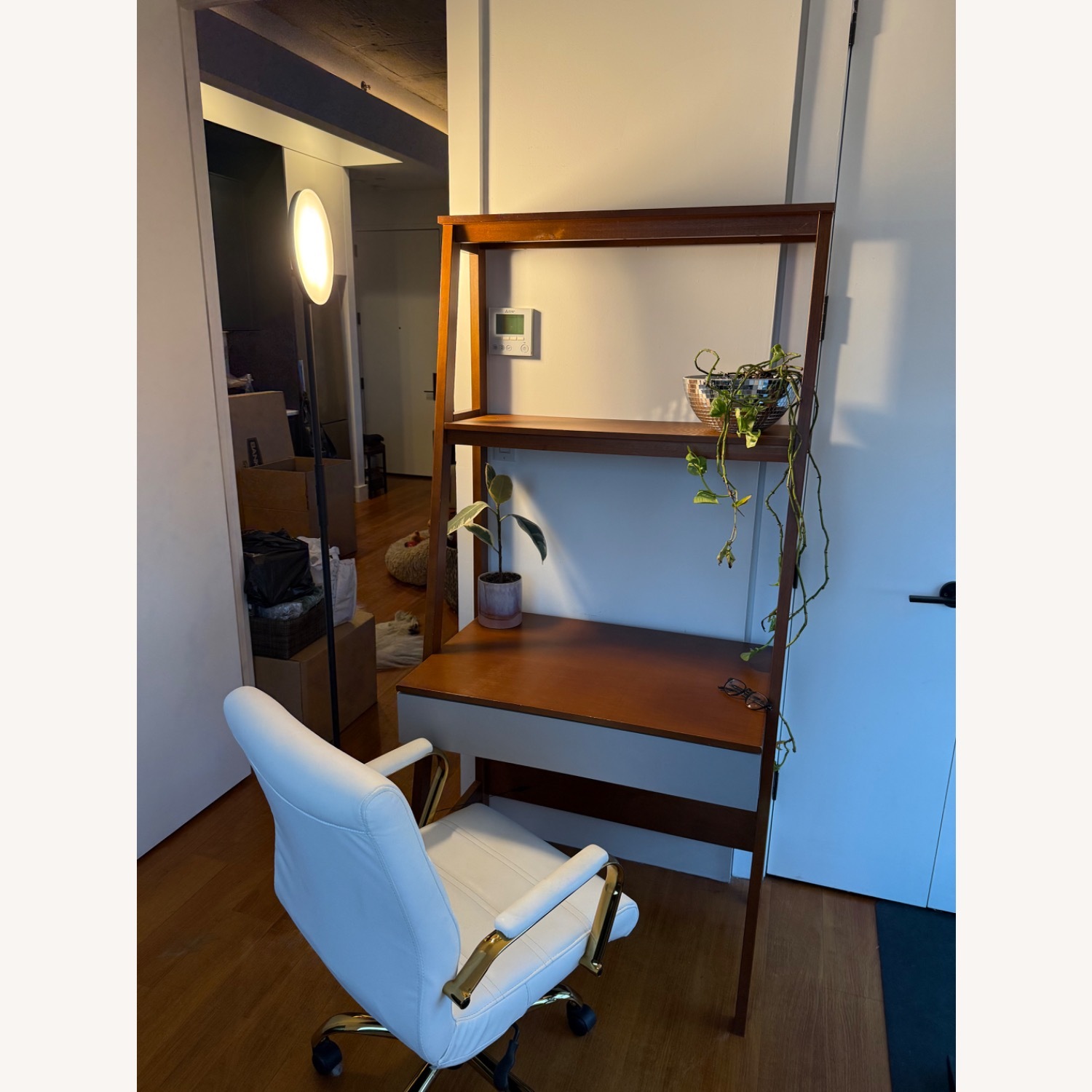 White Leather Office Chair - image-5