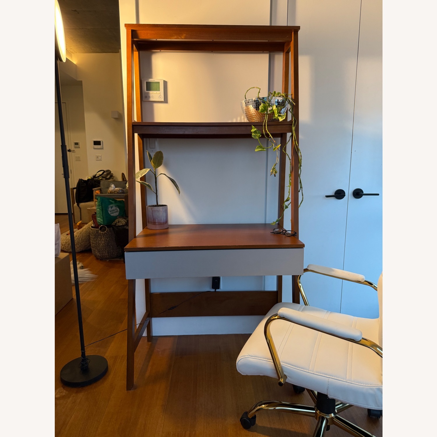 White Leather Office Chair - image-6