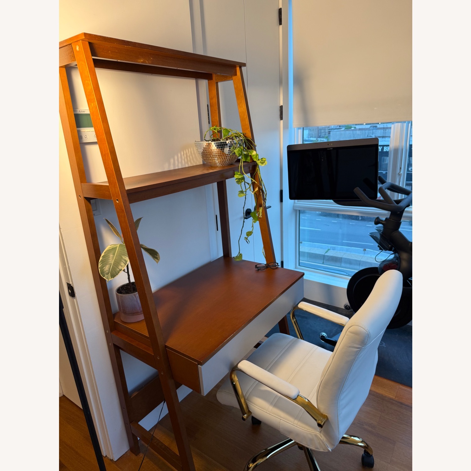 White Leather Office Chair - image-7