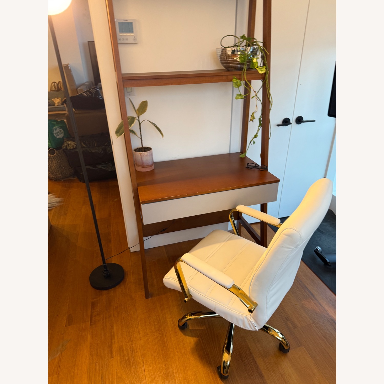 White Leather Office Chair - image-11