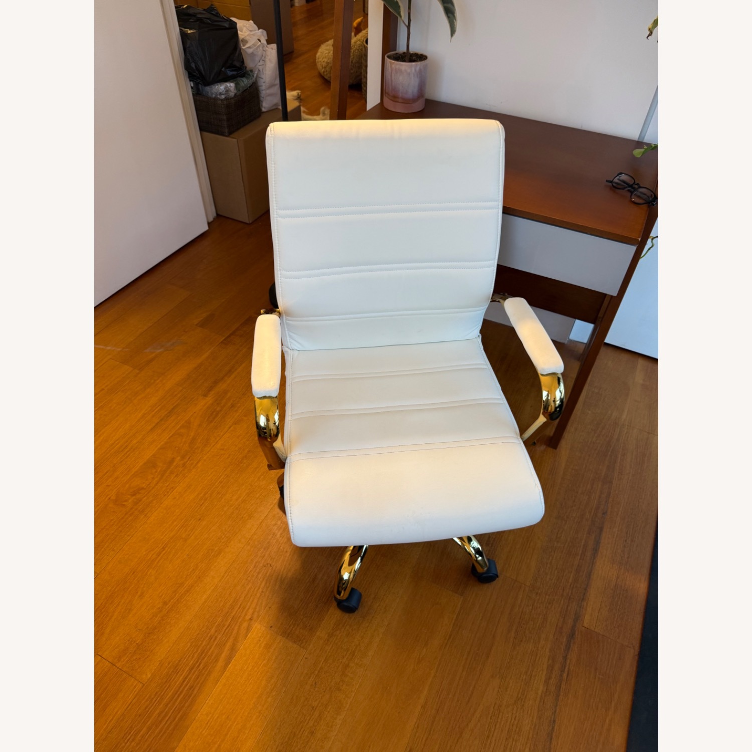 White Leather Office Chair - image-3