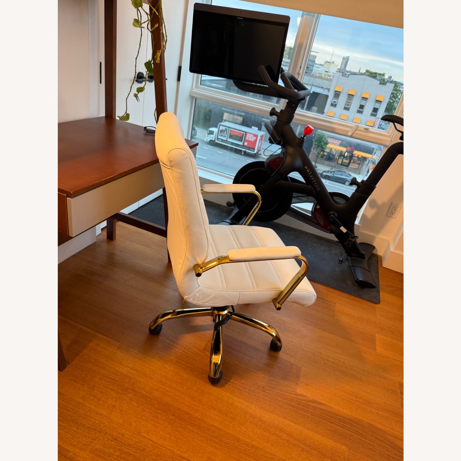 White Leather Office Chair - image-4