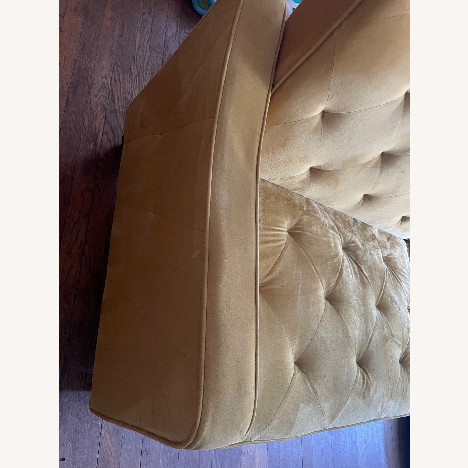 Yellow Mustard Velvet Tufted Futon  - image-4