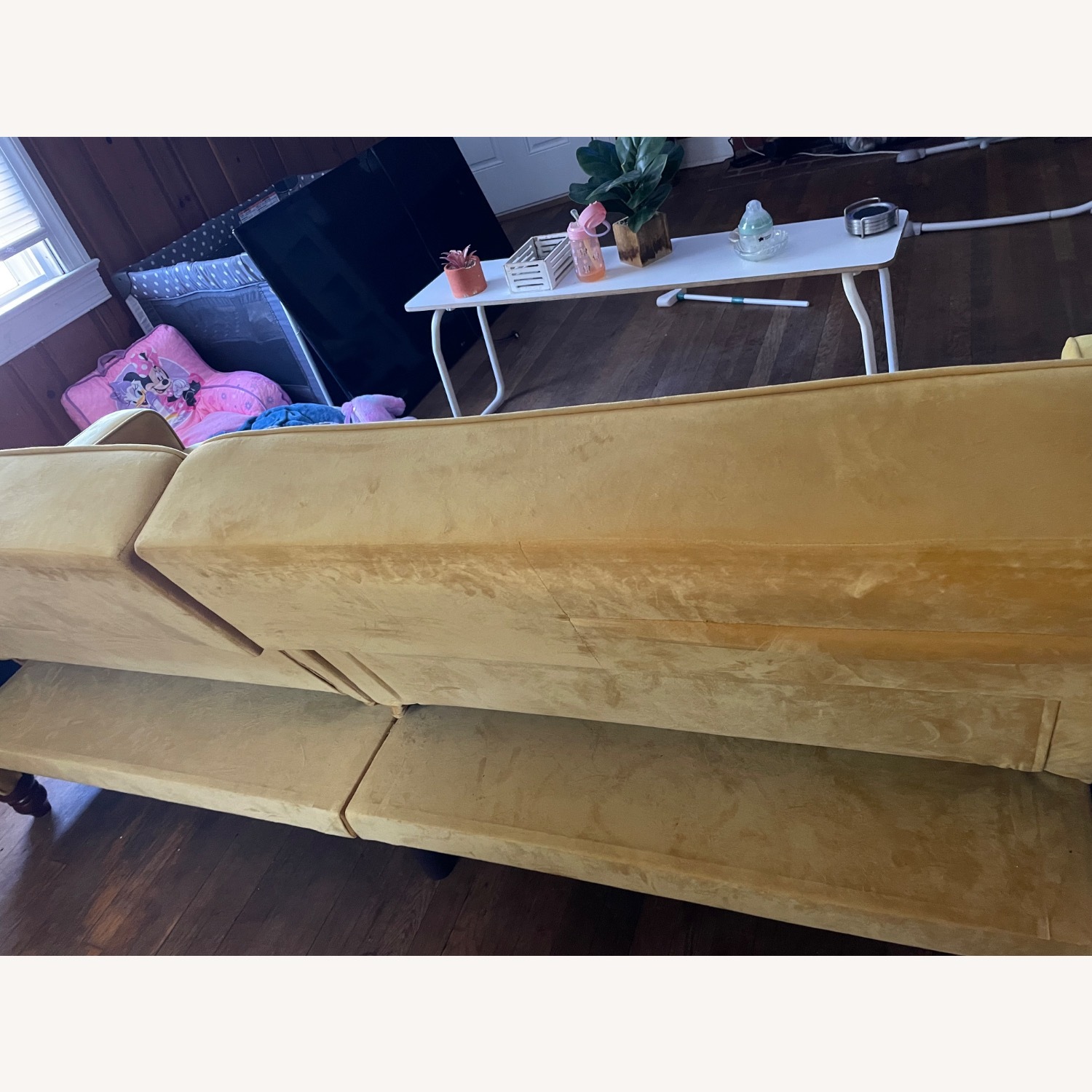 Yellow Mustard Velvet Tufted Futon  - image-3