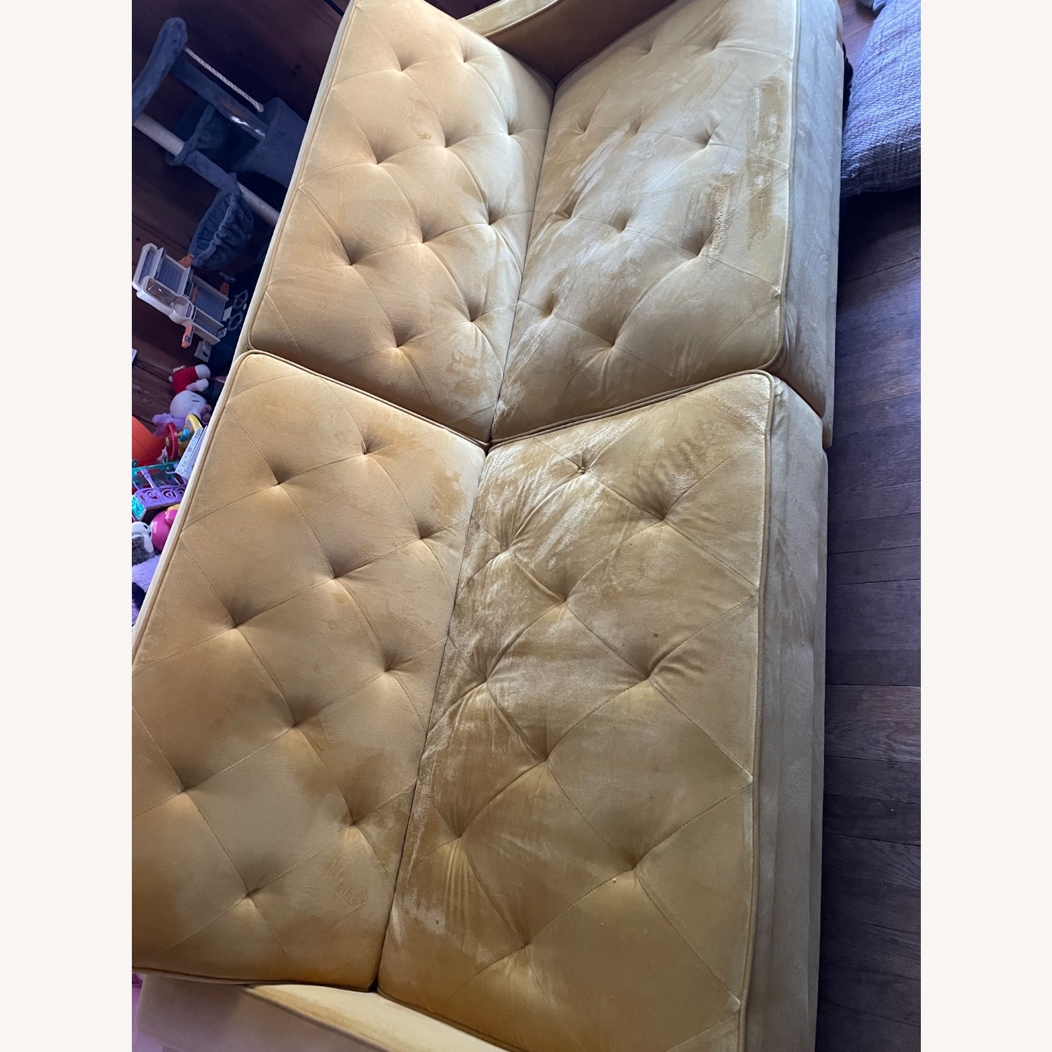 Yellow Mustard Velvet Tufted Futon  - image-1