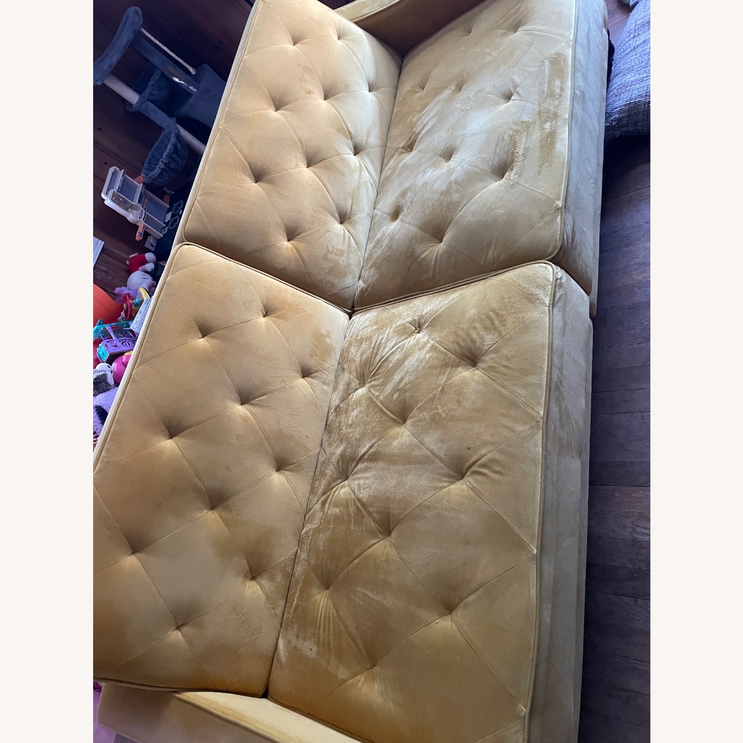 Yellow Mustard Velvet Tufted Futon  - image-2