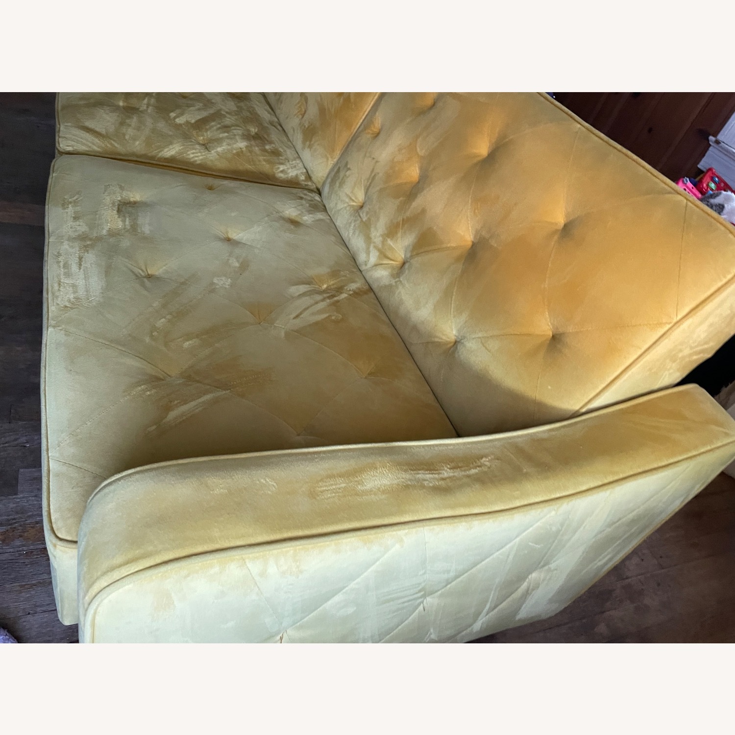 Yellow Mustard Velvet Tufted Futon  - image-5