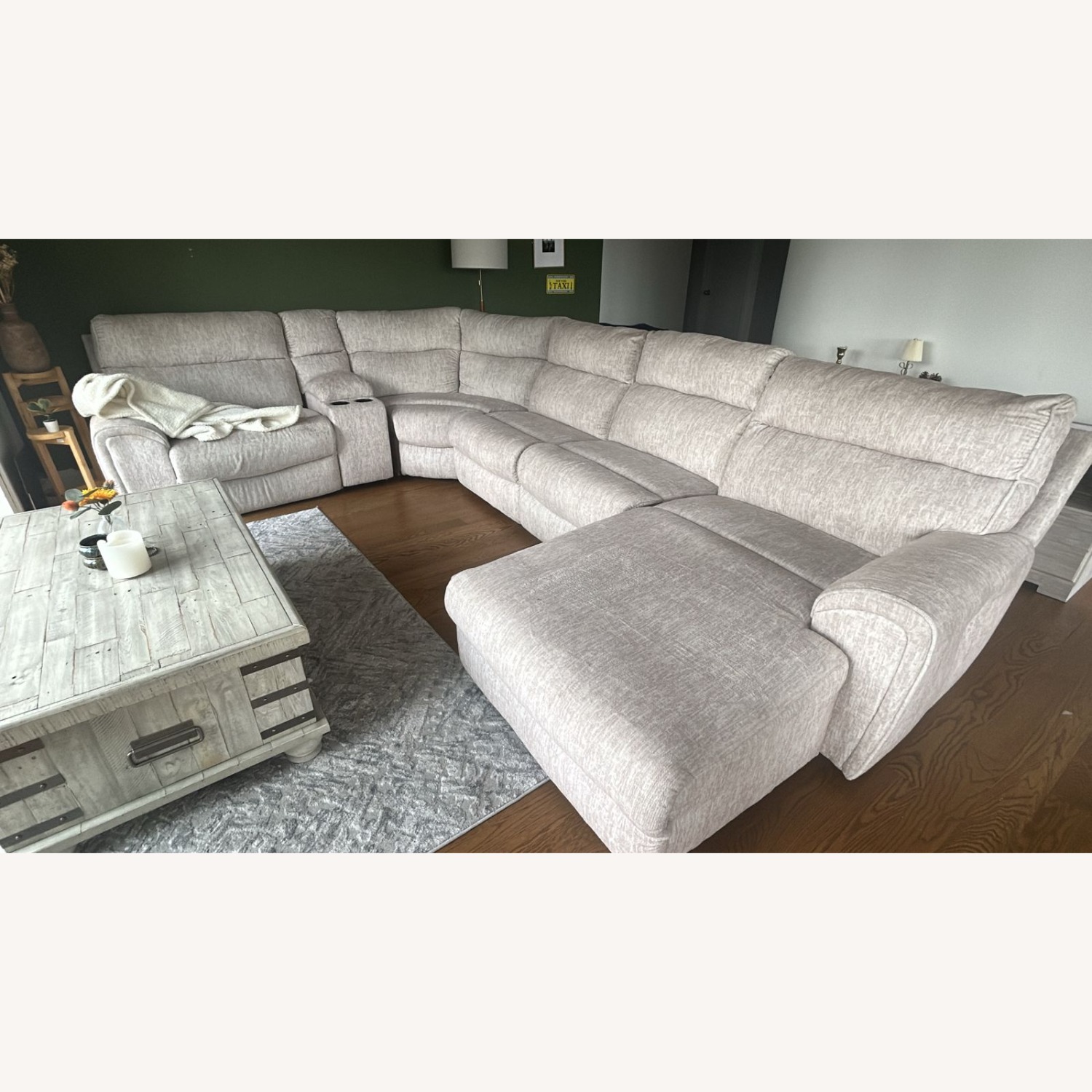Recliner Sofa Set - White Fabric - image-1