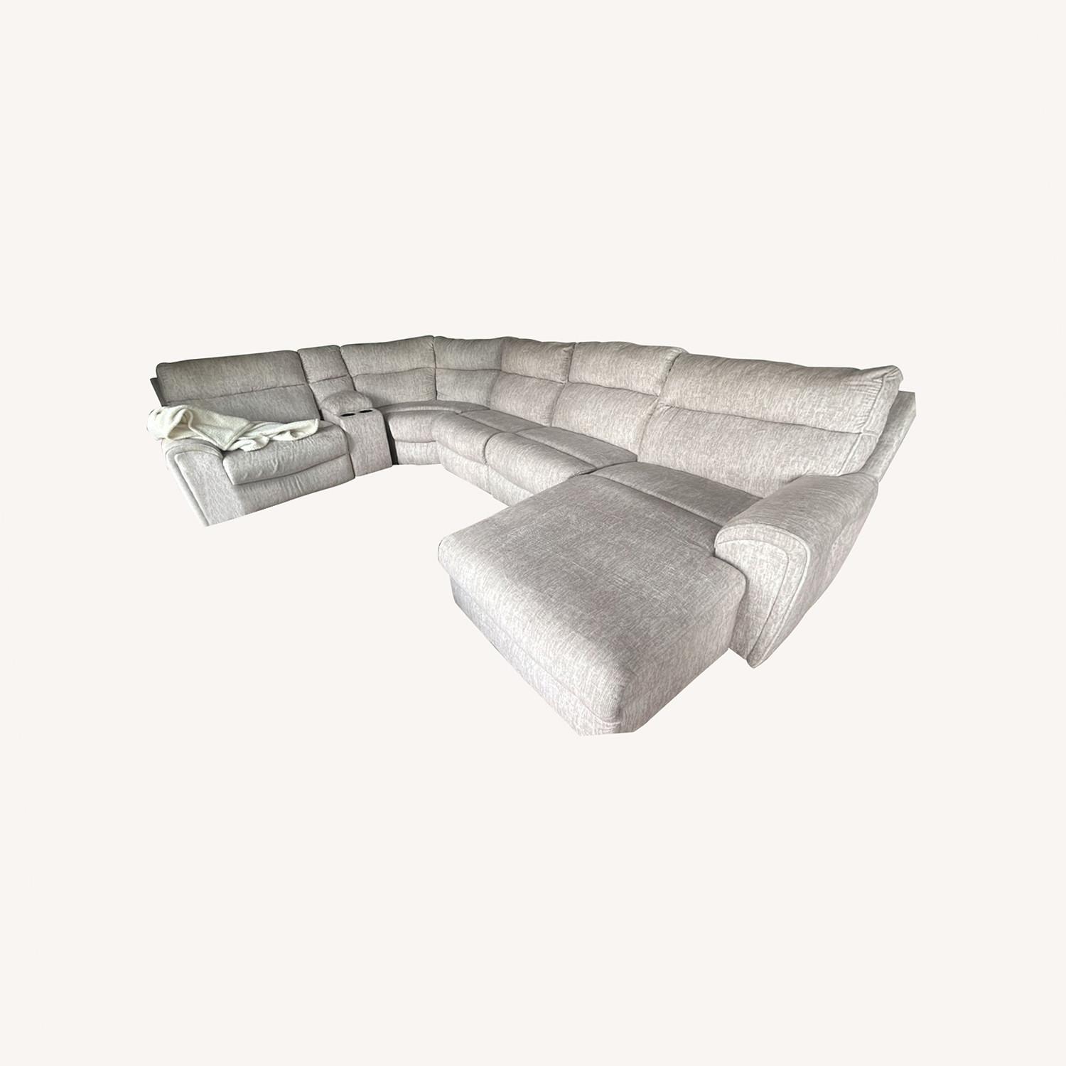 Recliner Sofa Set - White Fabric - image-0