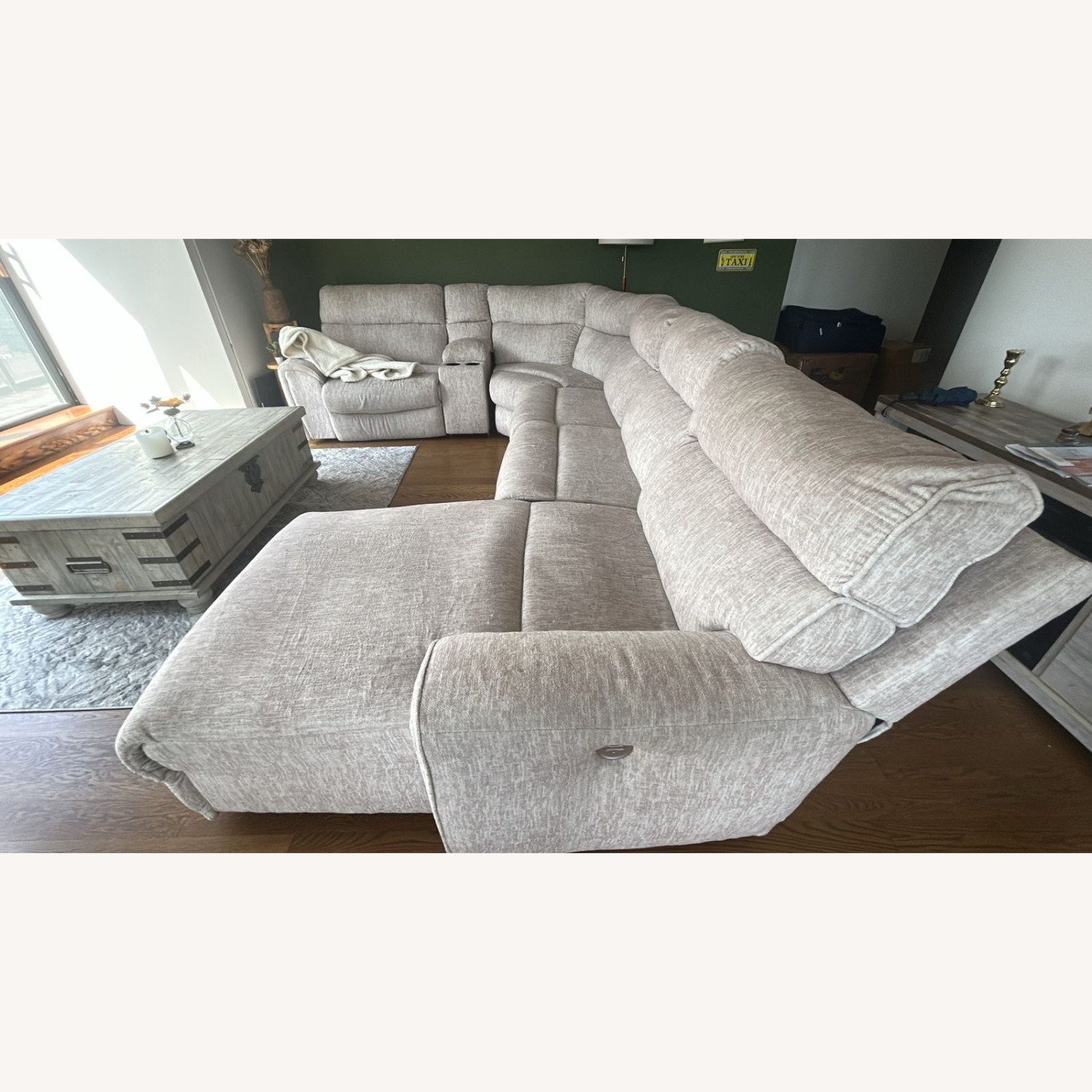 Recliner Sofa Set - White Fabric - image-3
