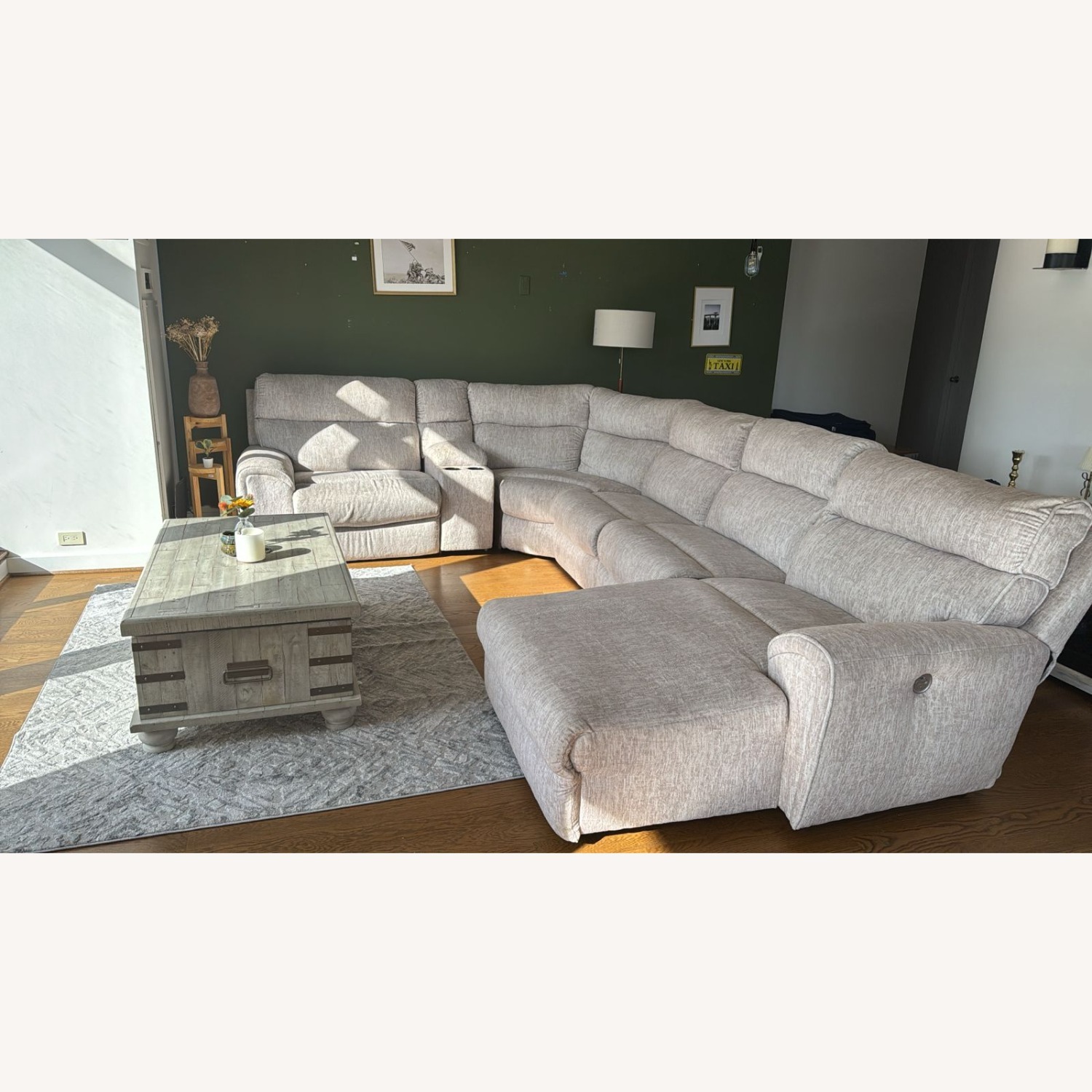 Recliner Sofa Set - White Fabric - image-2