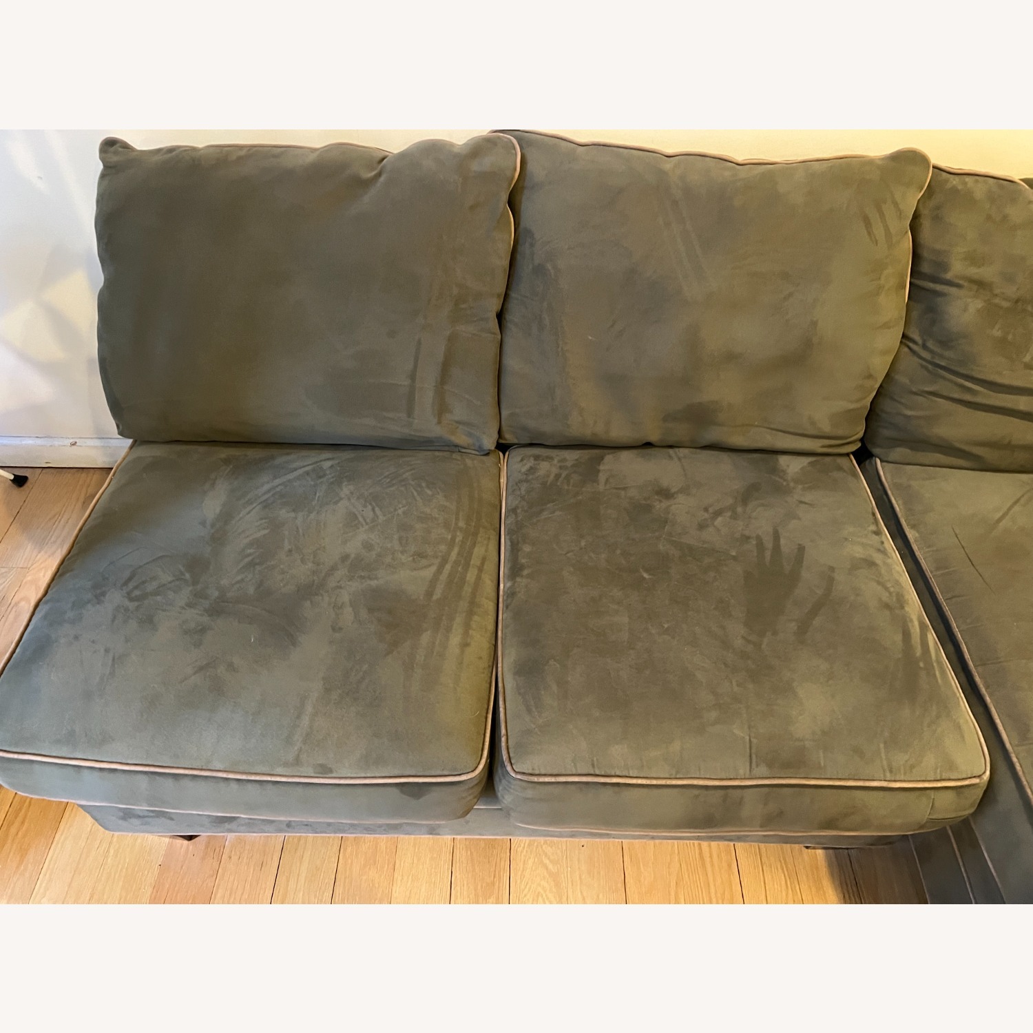H.M. Richards Green Sectional with Cuddler - image-1
