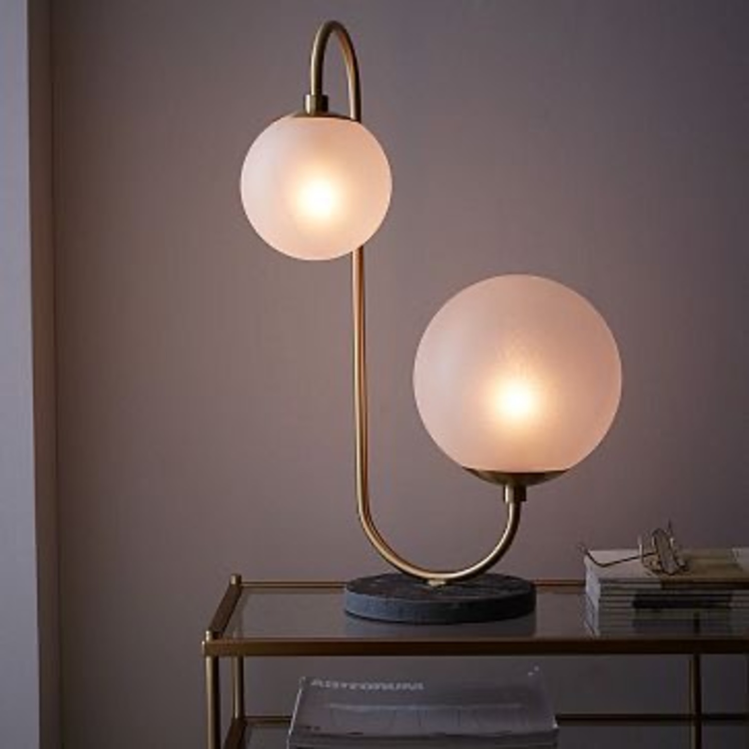 West Elm Asymmetrical Table Lamp - Antique Brass - image-0