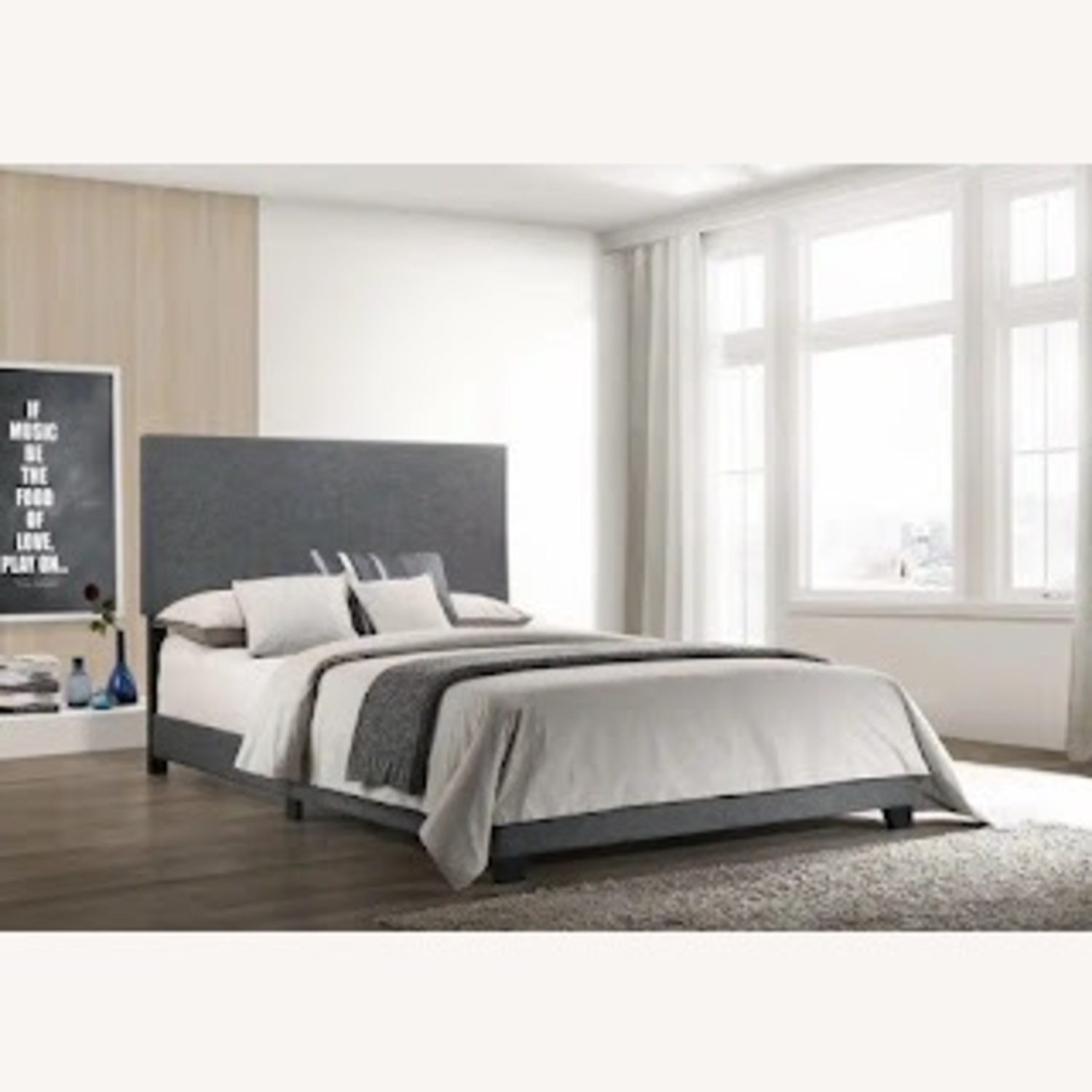 Bed Bath & Beyond Evon Upholstered Platform Queen Bed. Grey.  - image-1