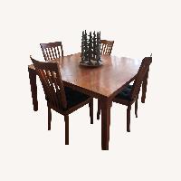 Solid Wood Dining Set with Butterfly Leaf 