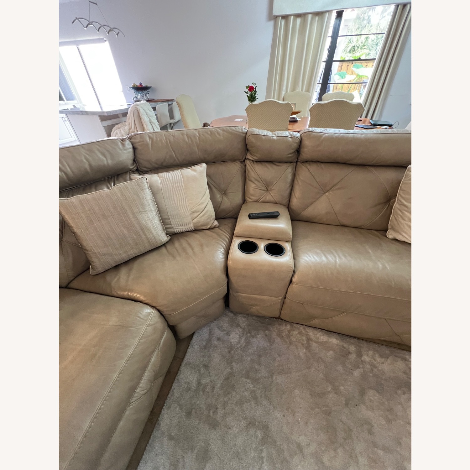 L Shape Leather 6 Piece (3 Reclining Seats) - image-3