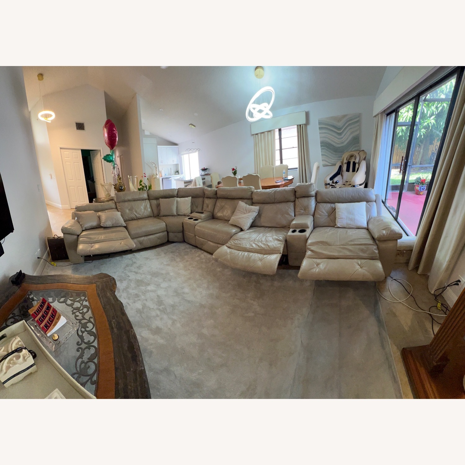 L Shape Leather 6 Piece (3 Reclining Seats) - image-4