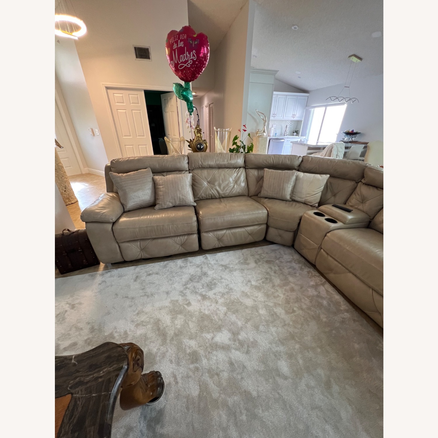 L Shape Leather 6 Piece (3 Reclining Seats) - image-1