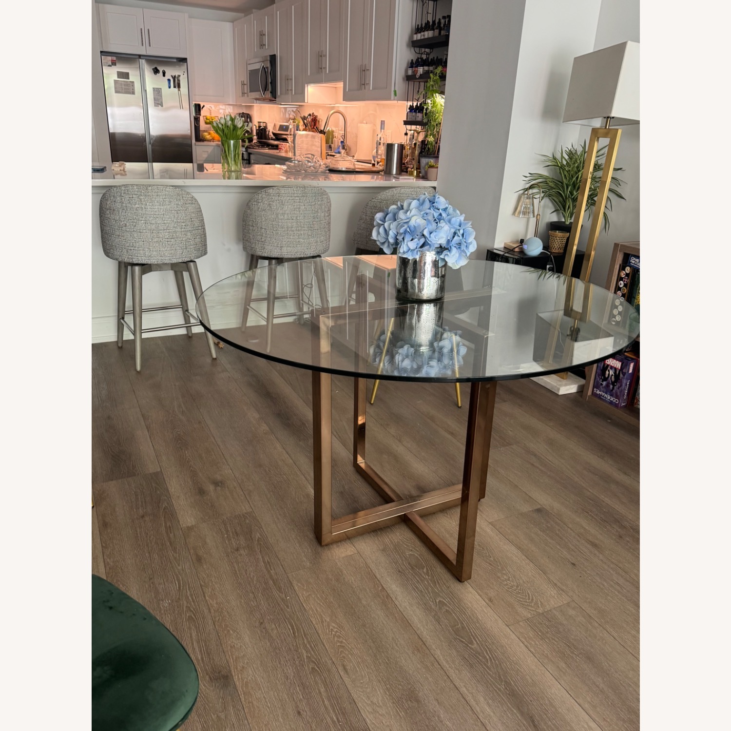 CB2 Silverado 47" Round Brass Dining Table - image-3