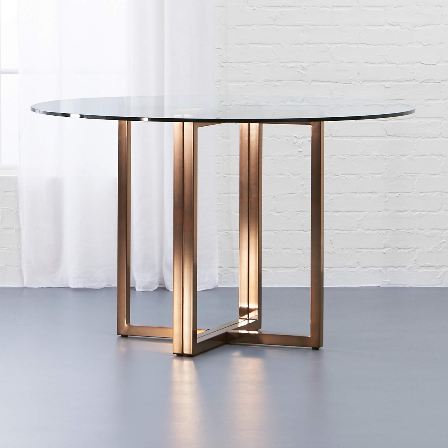 CB2 Silverado 47" Round Brass Dining Table - image-1