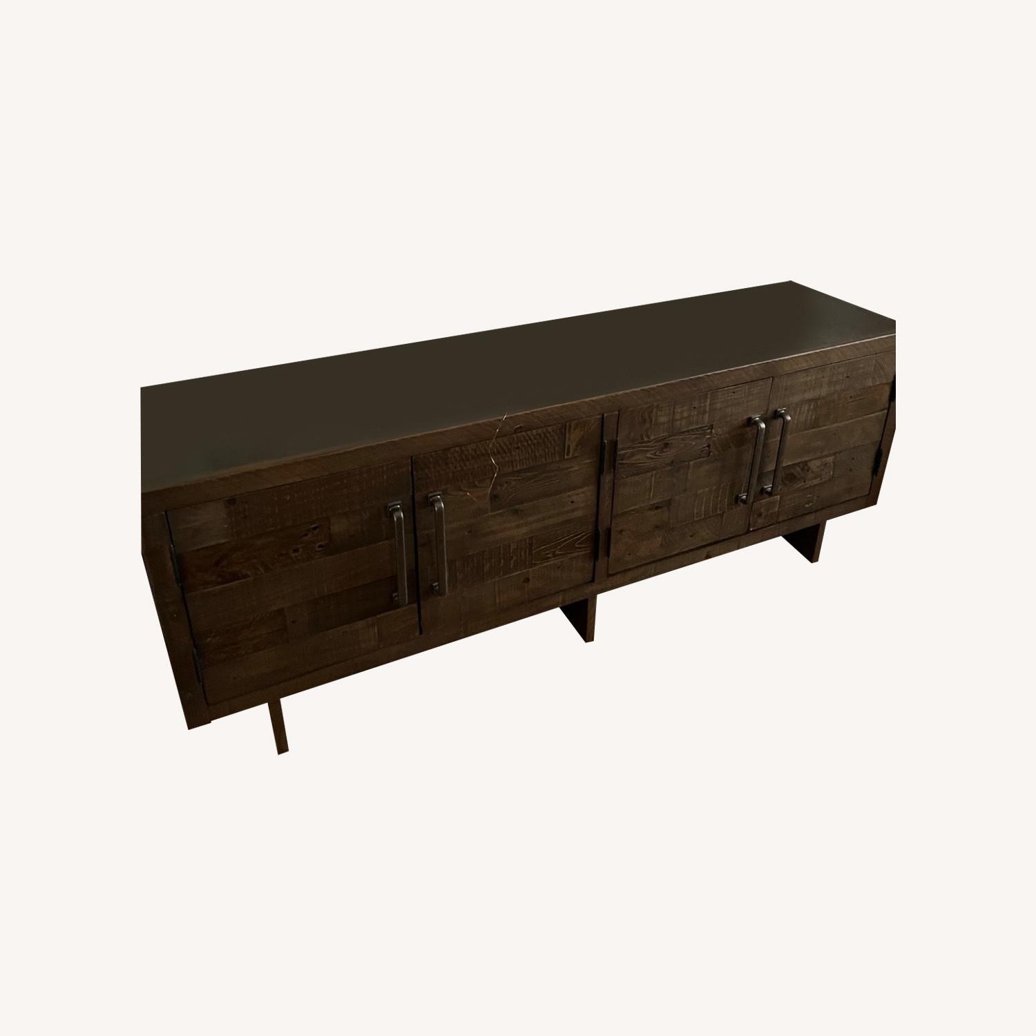 Rustic Metal Top Credenza - image-0