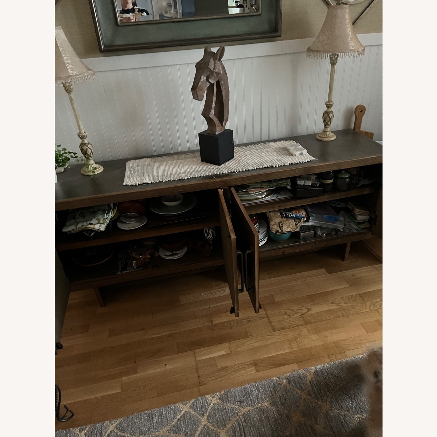 Rustic Metal Top Credenza - image-5