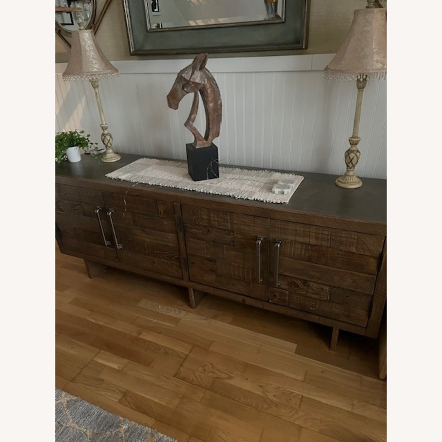 Rustic Metal Top Credenza - image-2