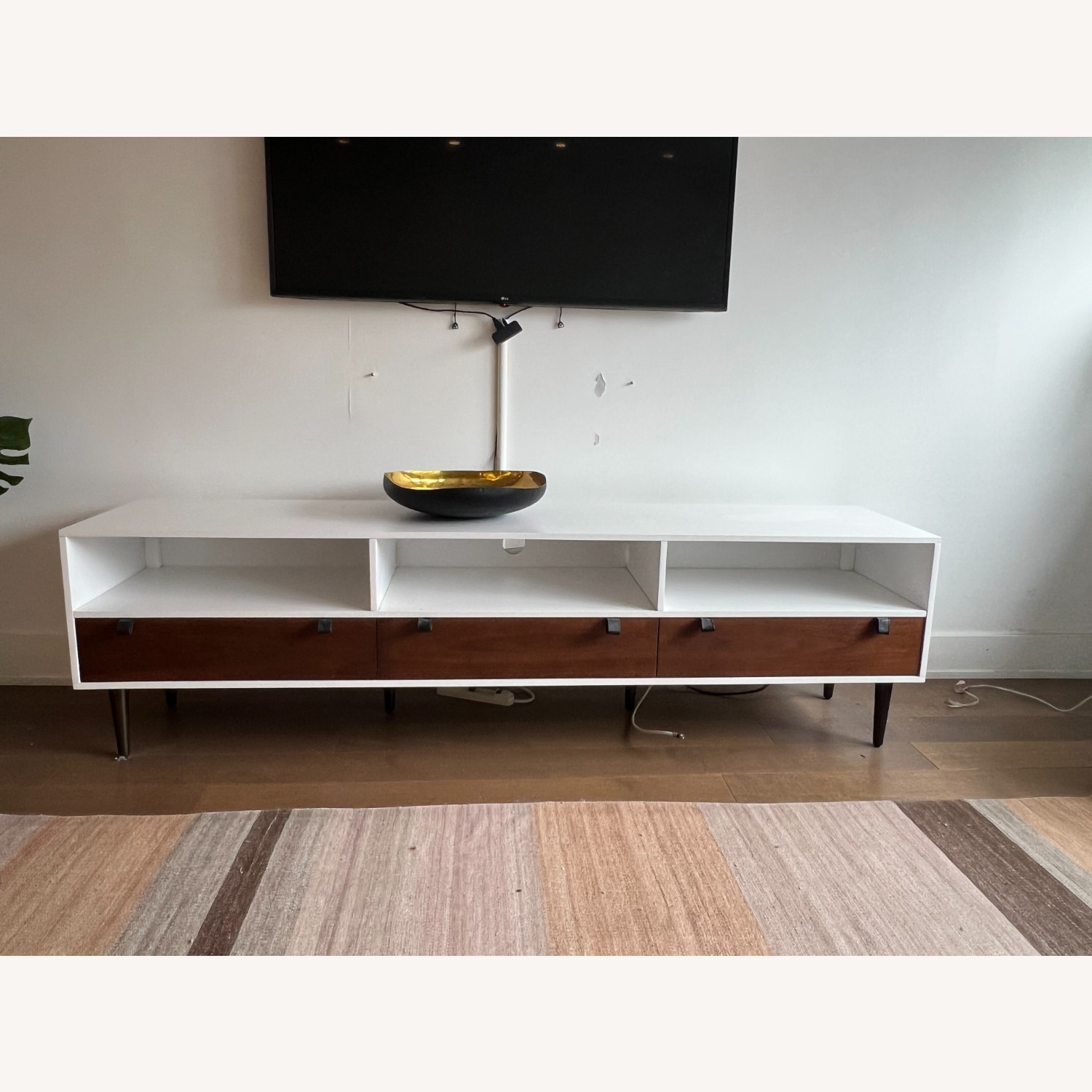 Taylor Made 80" Custom White and Brown Wood Media Console - image-1