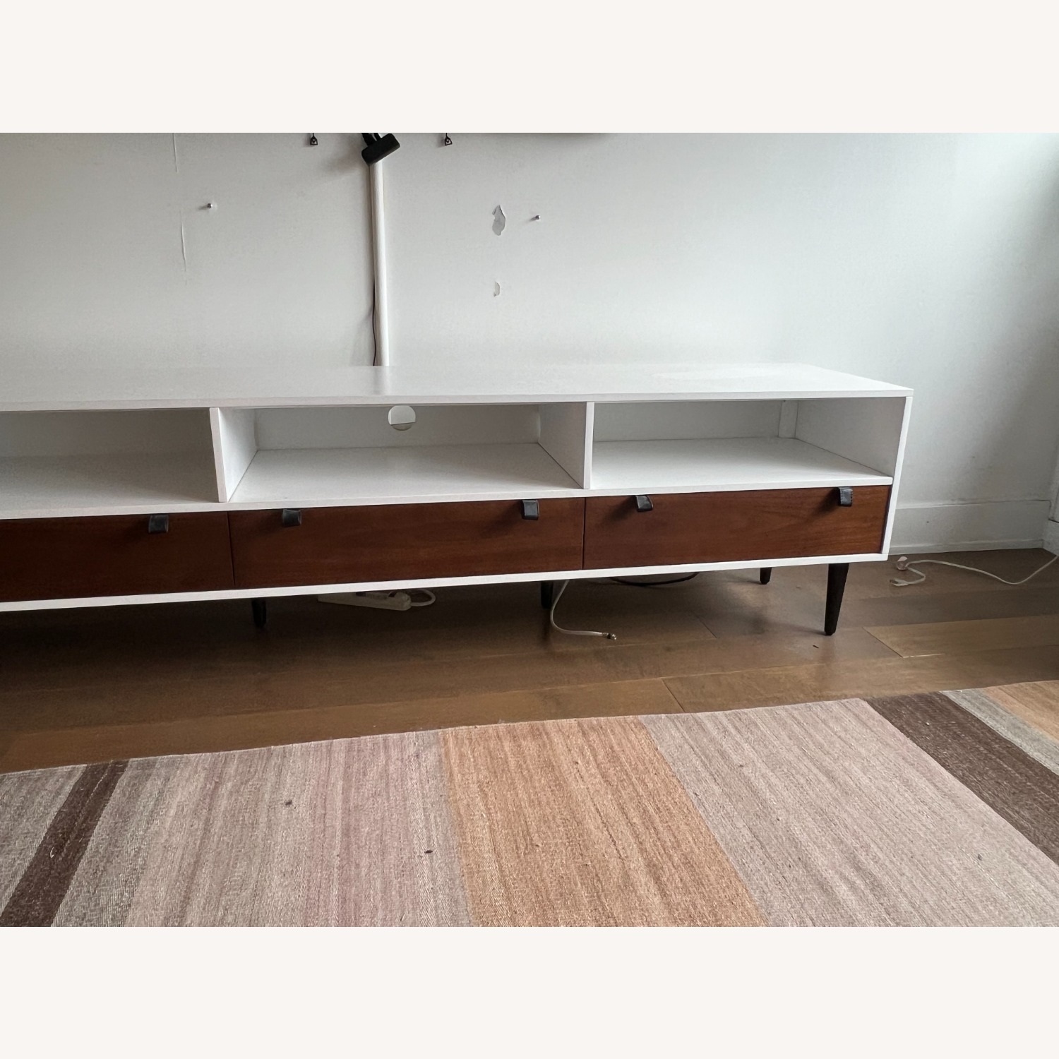 Taylor Made 80" Custom White and Brown Wood Media Console - image-3
