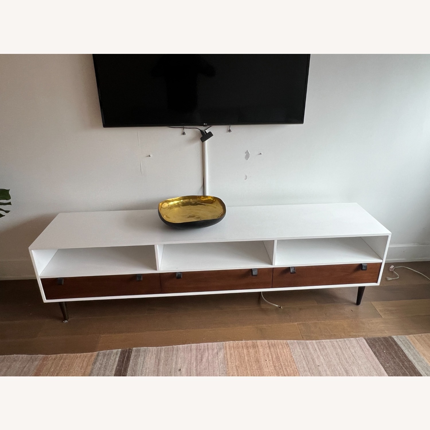 Taylor Made 80" Custom White and Brown Wood Media Console - image-2