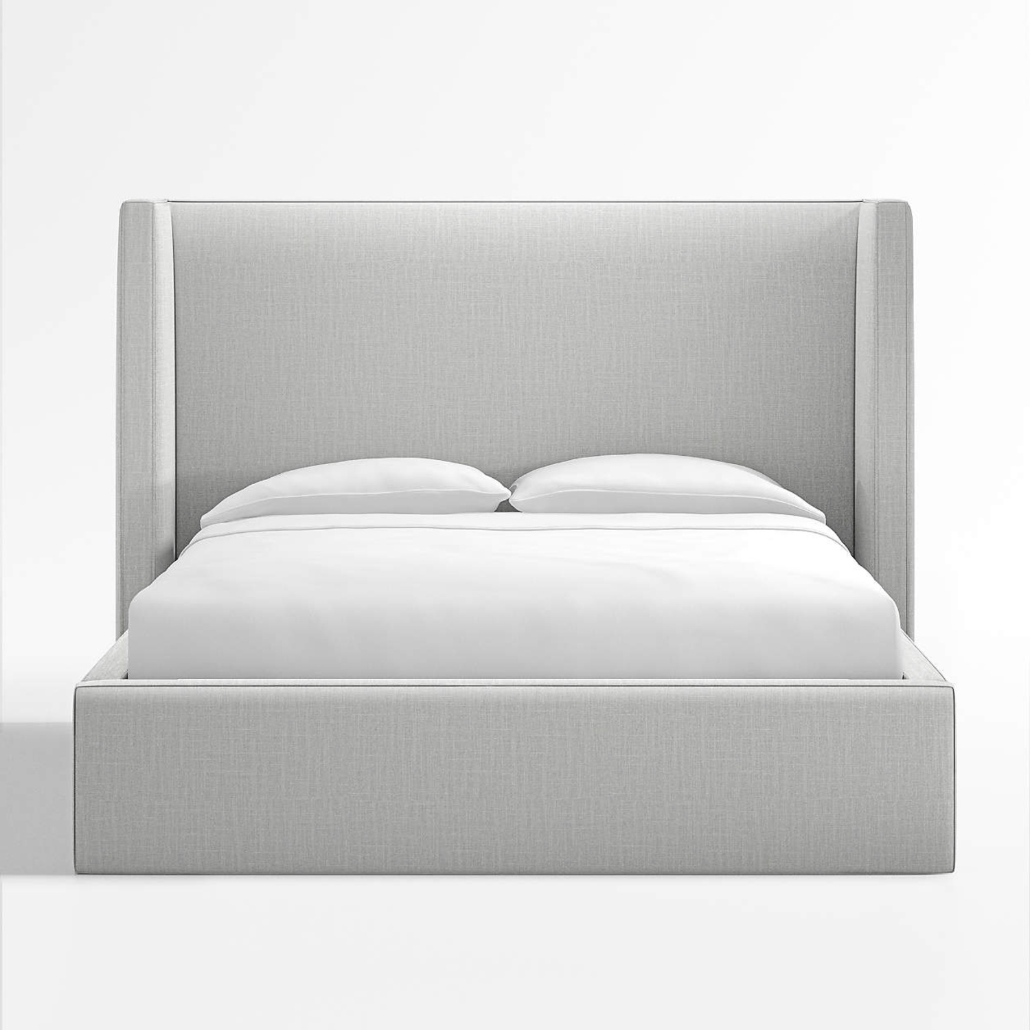 Crate & Barrel Arden Linen Oyster Grey Queen Bed - image-6