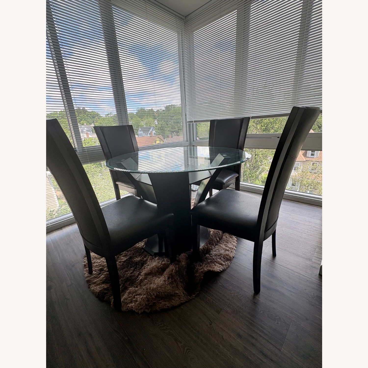 Dark Brown Wood Dining Set (4 Chairs) - image-1