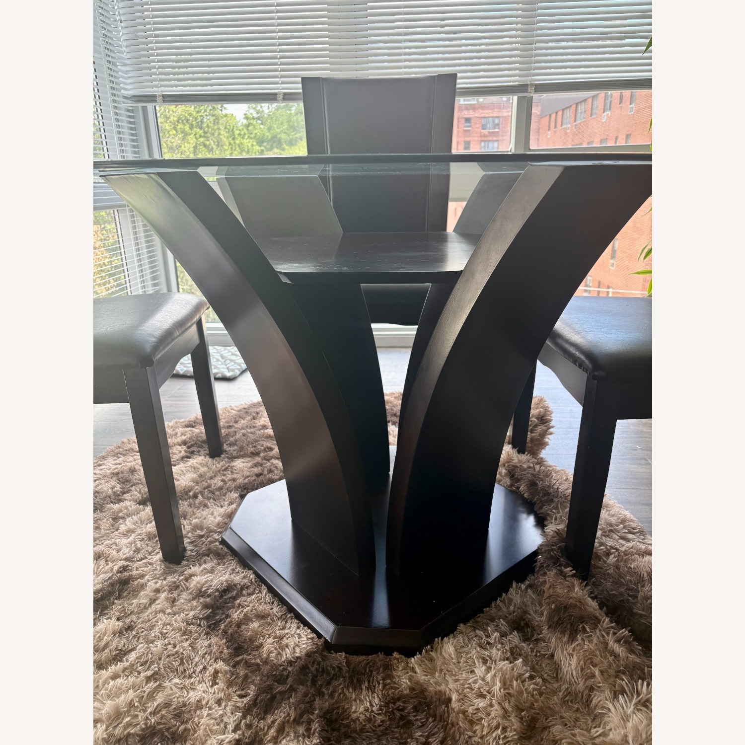 Dark Brown Wood Dining Set (4 Chairs) - image-3