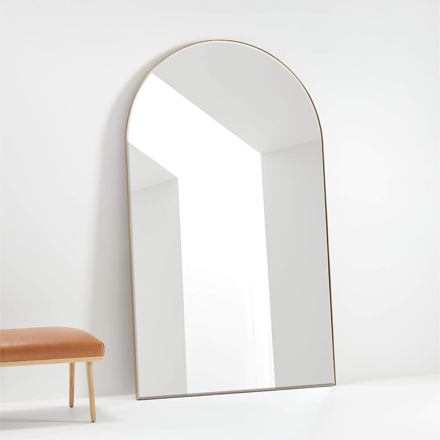Crate Barrel Edge Brass Arch Floor Mirror - image-4