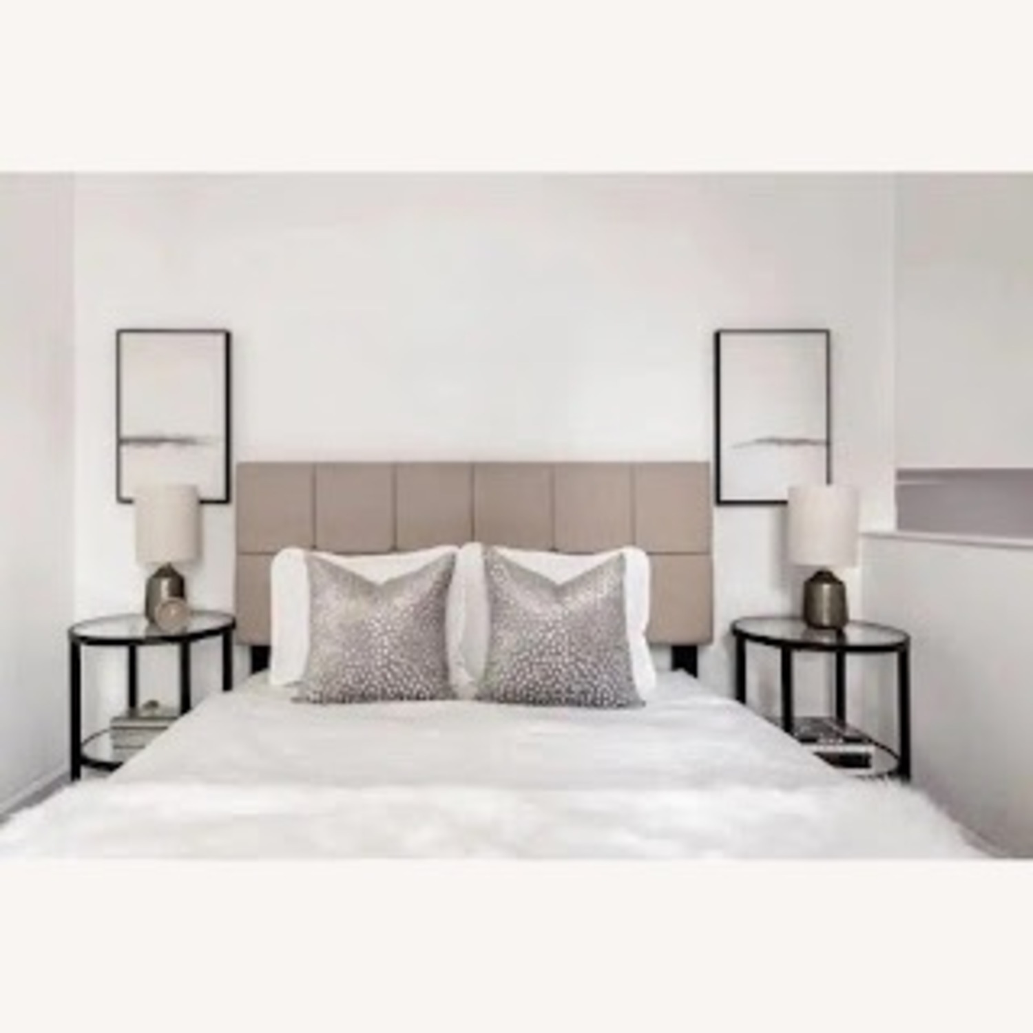 The Brick Beige Panel Tufted Queen Platform Bed - image-1