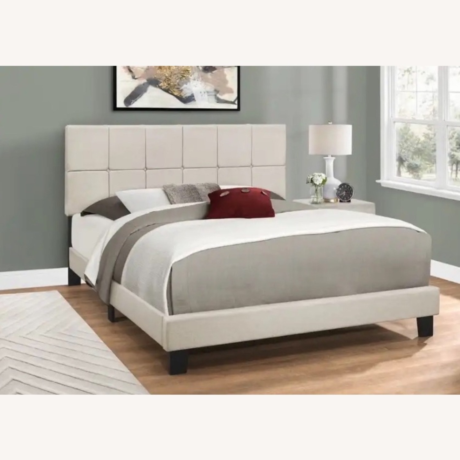 The Brick Beige Panel Tufted Queen Platform Bed - image-3