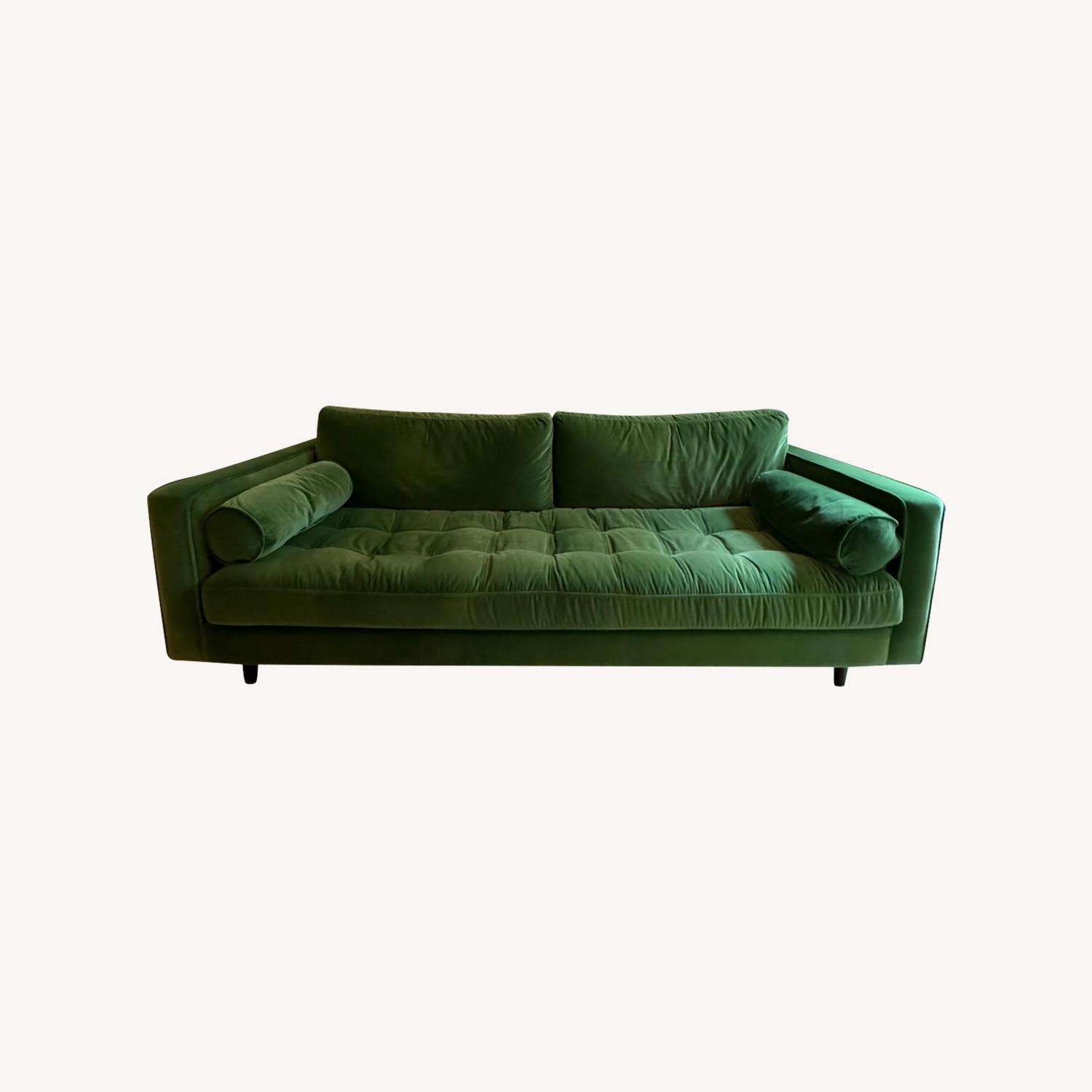 Sven 88" Tufted Velvet Sofa - Grass Green Couch - image-0