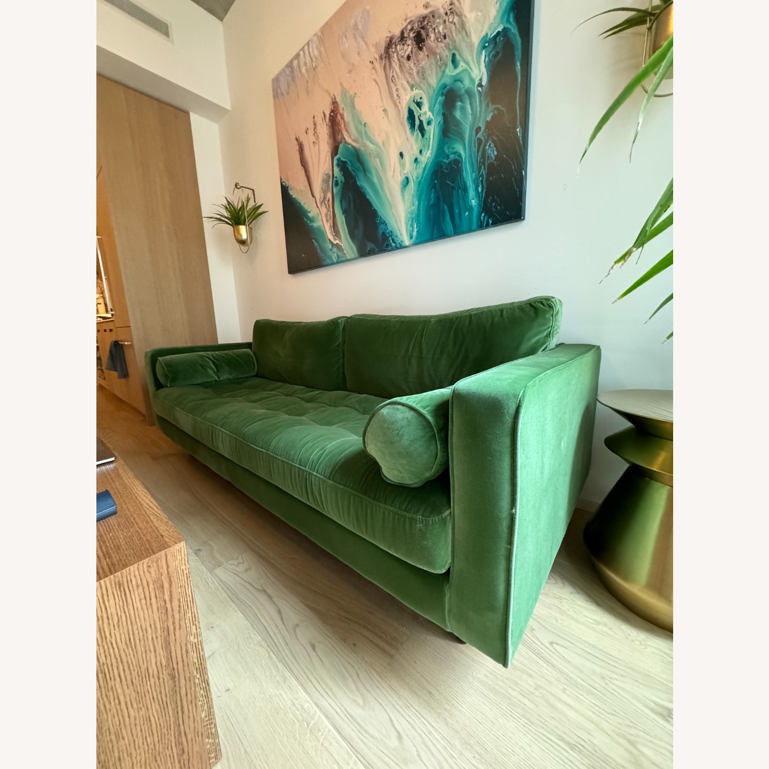 Sven 88" Tufted Velvet Sofa - Grass Green Couch - image-2