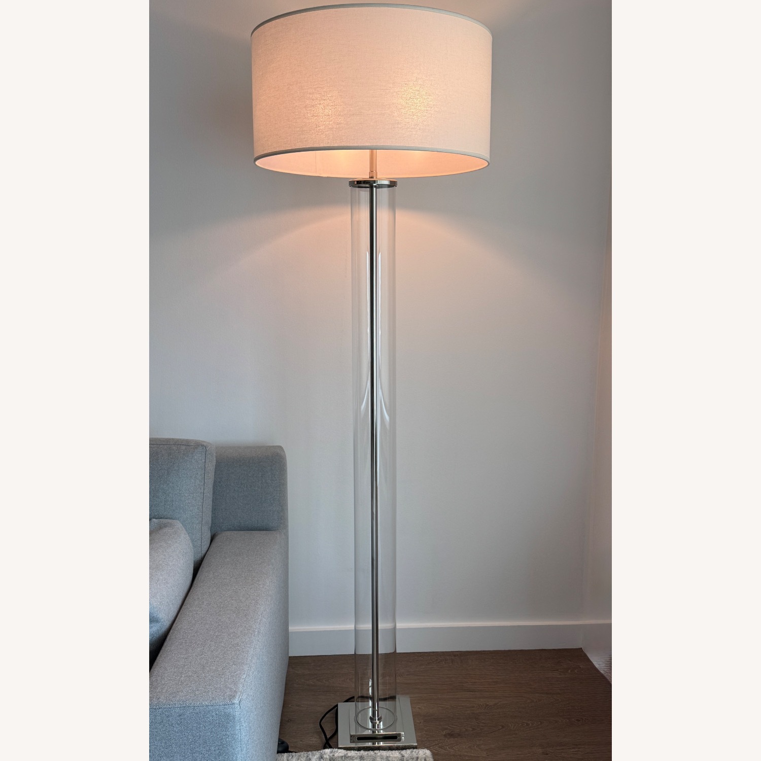 Restoration Hardware French Column Floor Lamp in Nickel Set of 2 - image-1